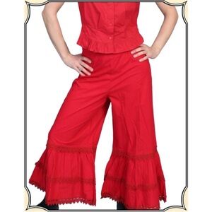 Scully Western pink Pantaloons sleeveless top set Ruffled wide legs bloomers M/L